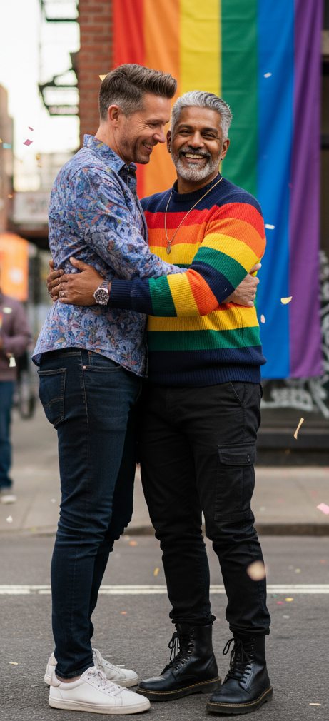 An older LGBTQIA+ couple together