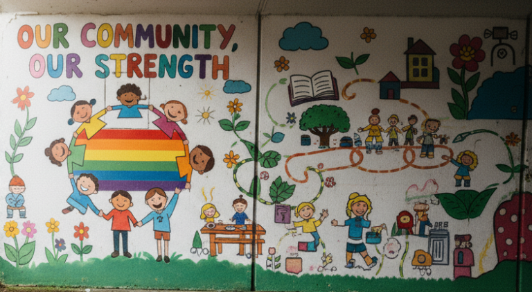 A colourful community Pride mural